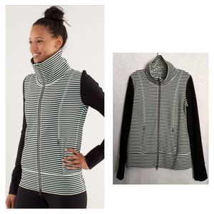 Lululemon Daily Yoga Jacket - Classic Stripe Mint Moment Black / Black